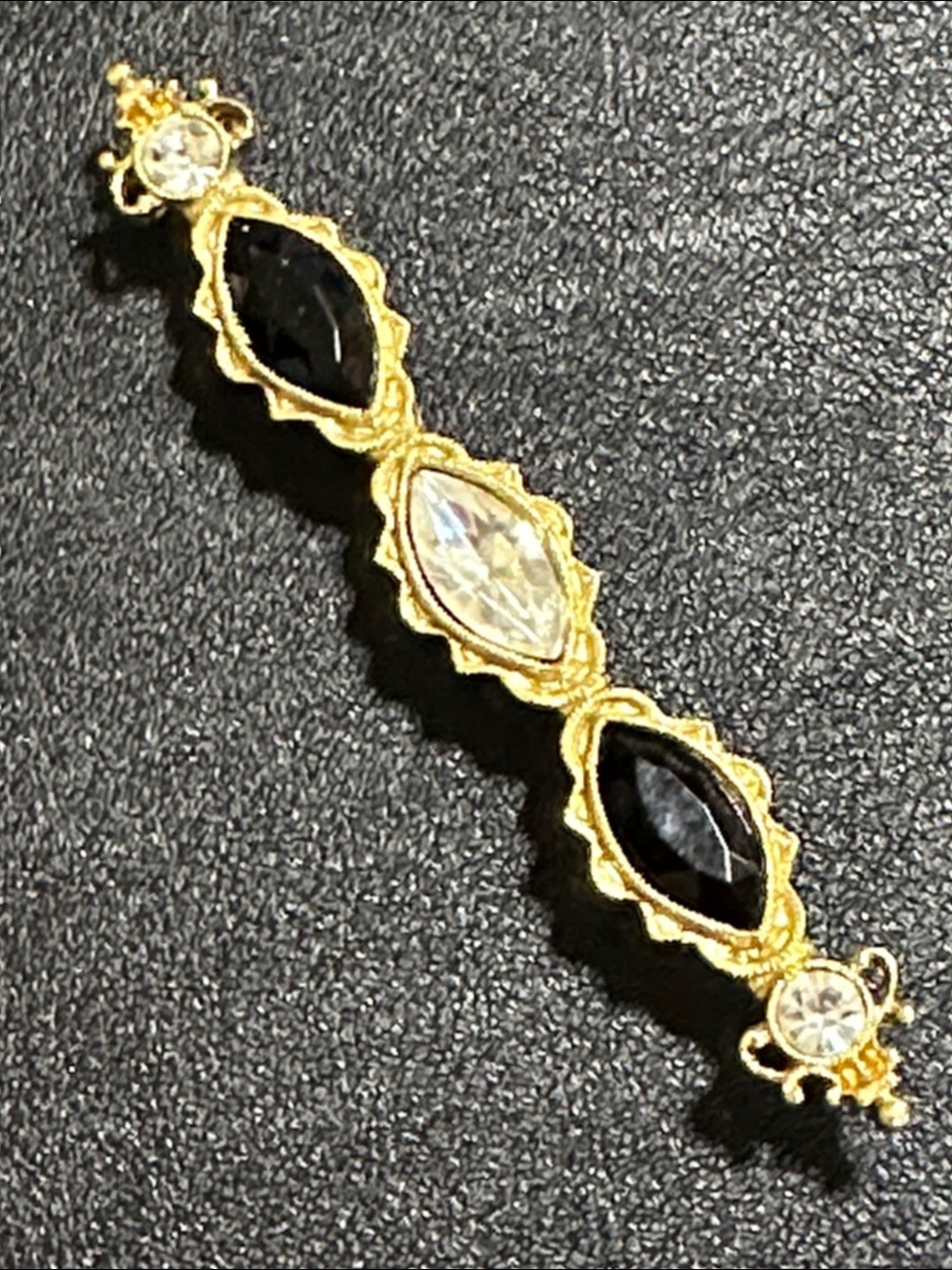 Gold Tone Rhinestone Bar Brooch Pin - Picture 12 of 12